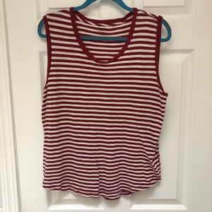 Madewell Sleeveless Striped Tank, Red and White, Large